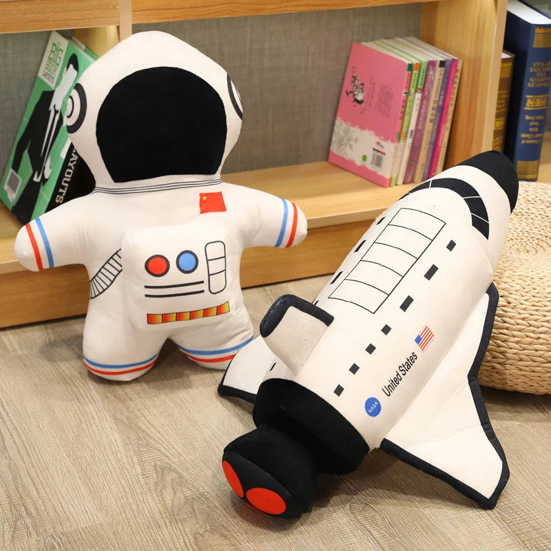 Lindo brinquedo de pelúcia de astronauta, nave espacial, boneco de pelúcia macio, travesseiro de desenho animado, brinquedos infantis,