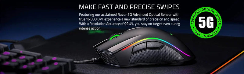 Razer Mamba Elite Edition. Mouse para jogos, 16000 DPI, Chorma Light, novo na caixa