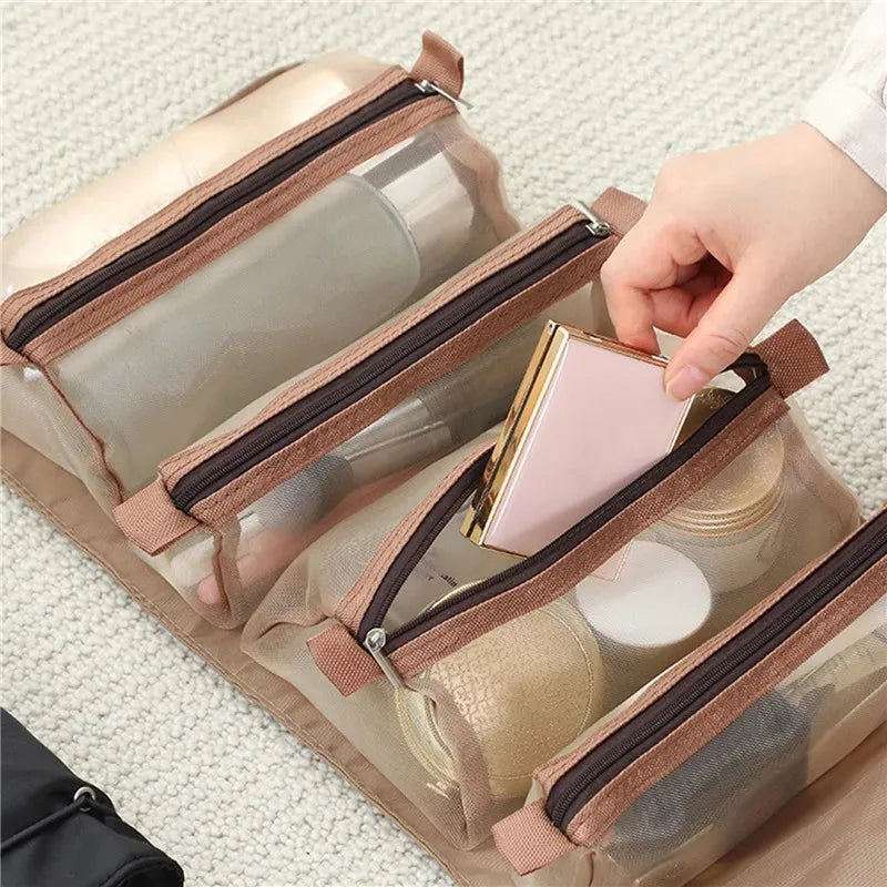 Bolsa de cosméticos portátil, grande capacidade, 4 em 1